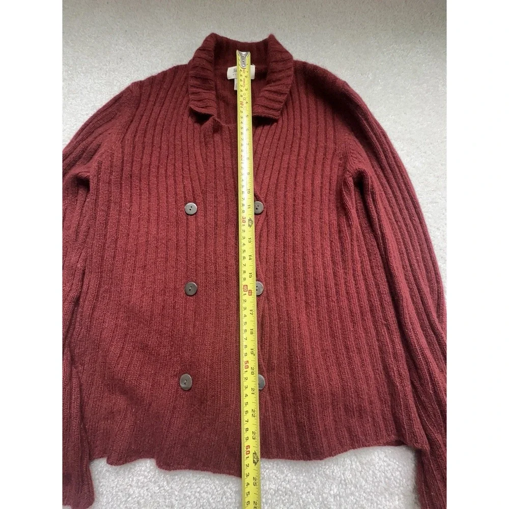 Vintage NEIMAN MARCUS Quiet Luxury 100% Cashmere Cardigan Ribbed Burgundy 8